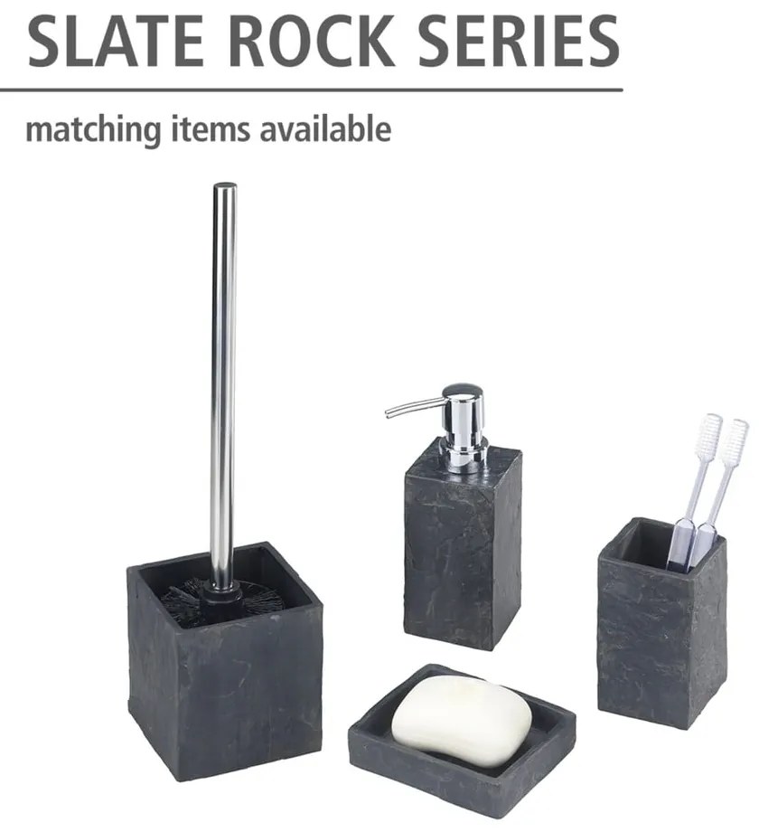 Czarny kubek na szczoteczki do zębów Wenko Slate Rock