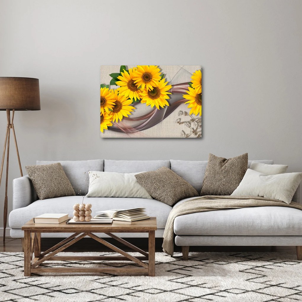 Obraz - Świecące kwiaty słonecznika (70x50 cm)