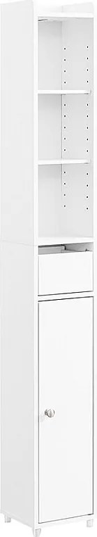 SoBuy wąska szafka łazienkowa z drzwiami i białą szufladą