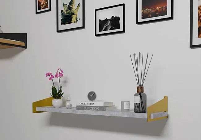 Nowoczesna półka ścienna złoty + beton F9-E65