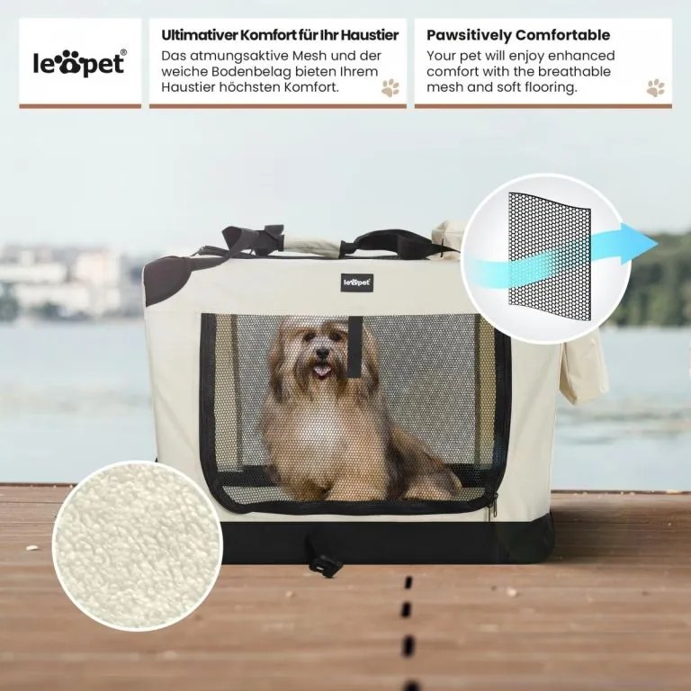 Leopet Skrzynia transportowa dla psów XXXL, beżowa