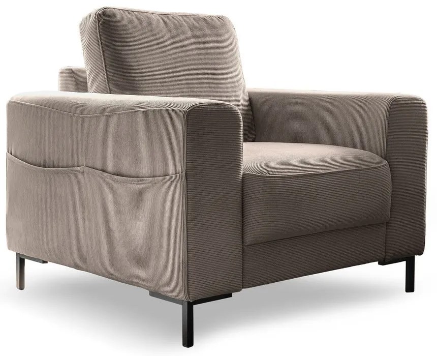 Brązowy sztruksowy fotel Lofty Lilly – Miuform
