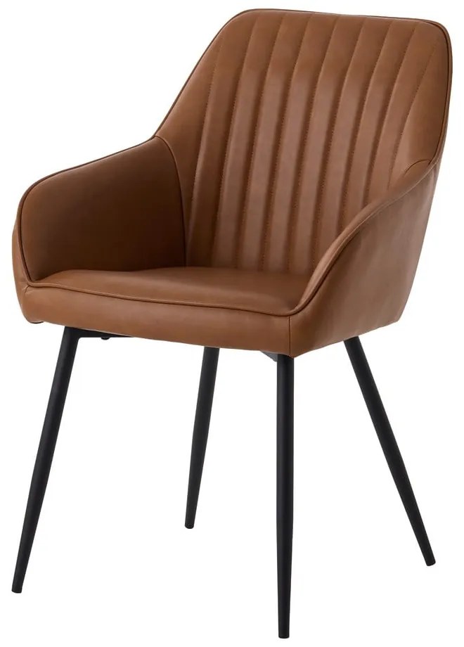 Brązowe krzesła z imitacji skóry z podłokietnikami zestaw 2 szt. Nolan Stripe – Unique Furniture