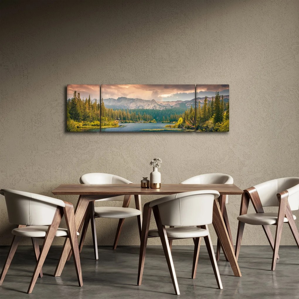 Obraz górskiej rzeki i gór (170x50 cm)