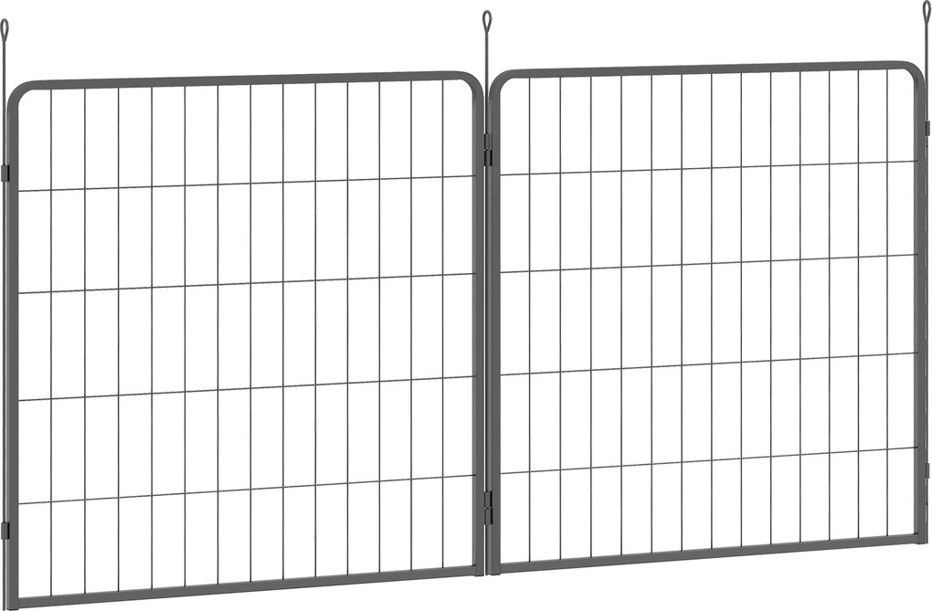 PawHut Zestaw 2 paneli rozszerzających dla kojca dla szczeniąt, Panele ogrodzeniowe, Plac zabaw dla zwierząt, Kojec dla psów ze stali, Czarny