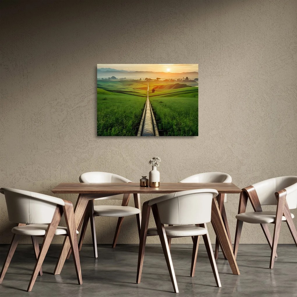 Obraz na szkle - Wschód słońca nad doliną (70x50 cm)