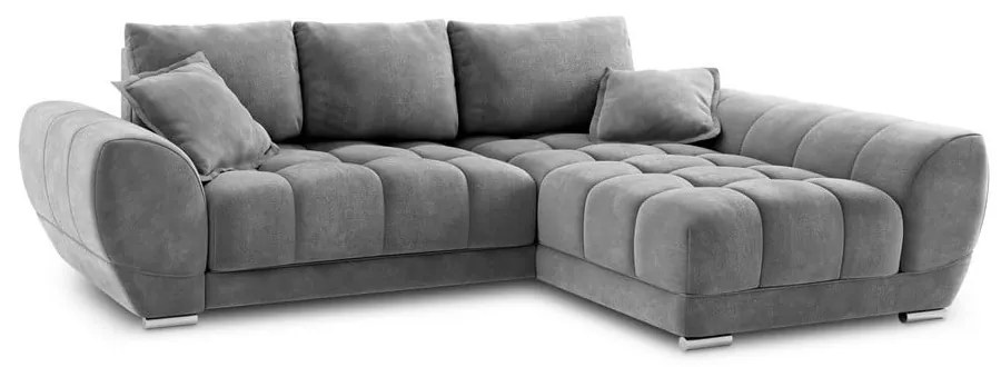 Szary rozkładany narożnik z aksamitnym obiciem Windsor &amp; Co Sofas Nuage, prawostronny