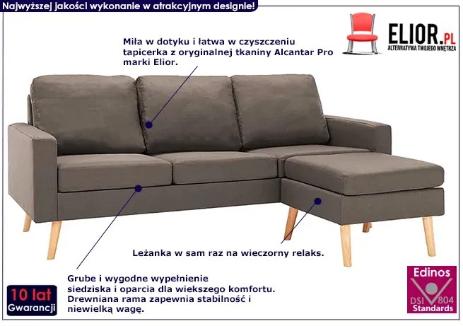 3-osobowa sofa z podnóżkiem taupe T5-R38