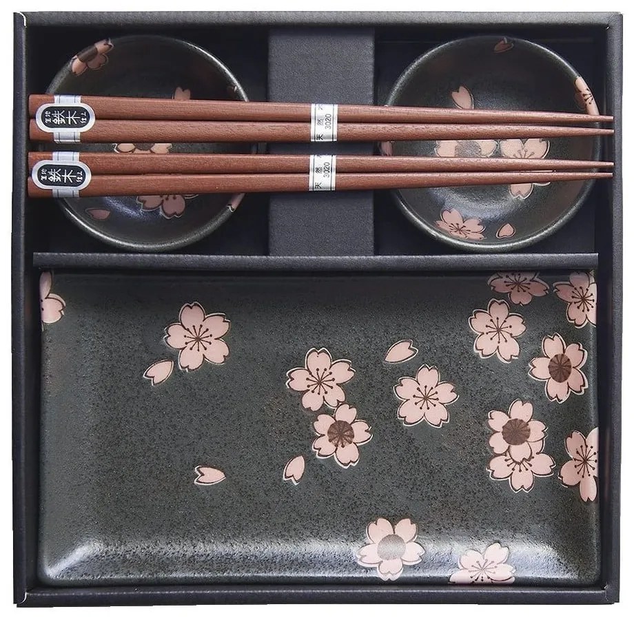 6-częściowy komplet szarych naczyń ceramicznych do sushi MIJ Sakura