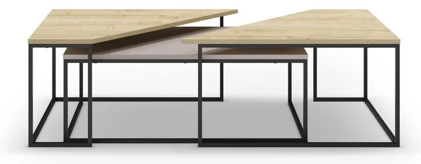 Stoliki z blatem w dekorze dębu zestaw 3 szt. 70x110 cm Titan – Marckeric