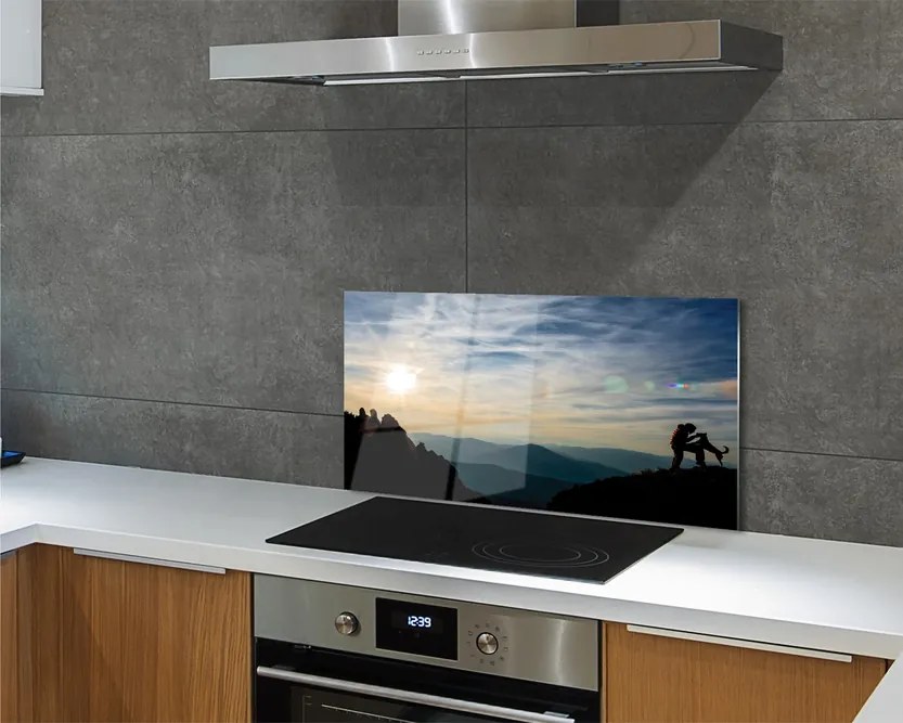 Panel Kuchenny Szklany Człowiek i Pies w Górach