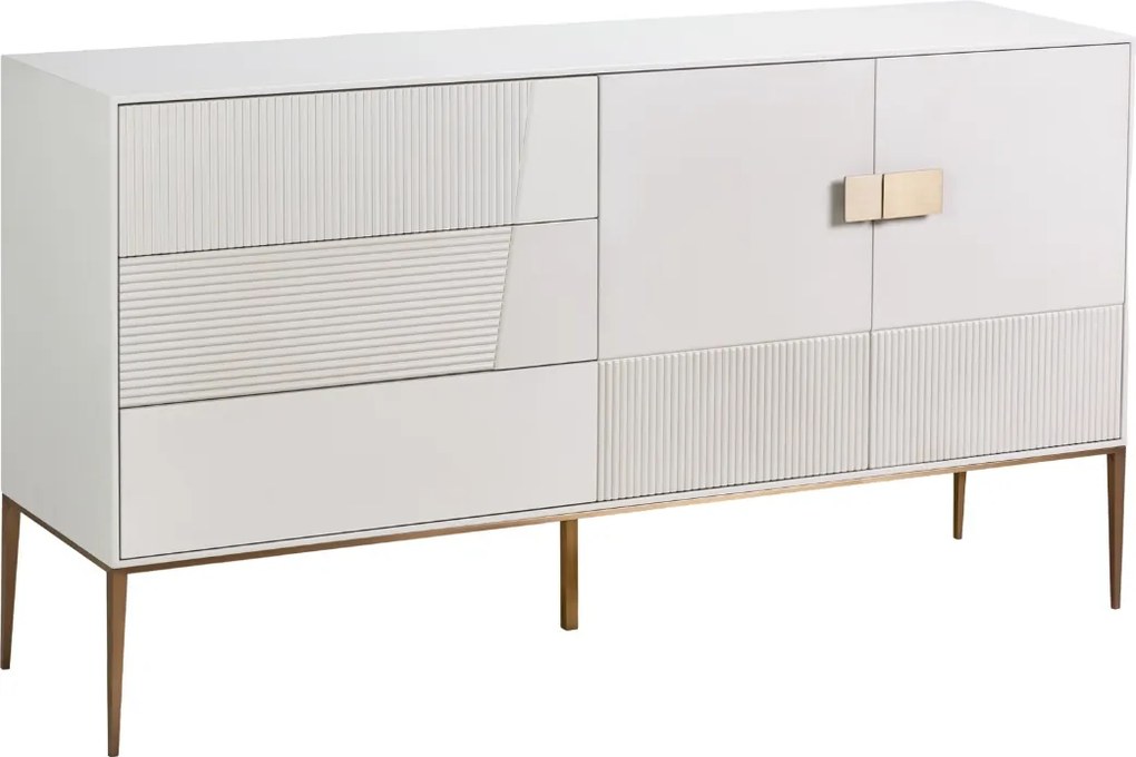 Komoda glamour z szufladami Stilig ST102A w kolorze złamanej bieli