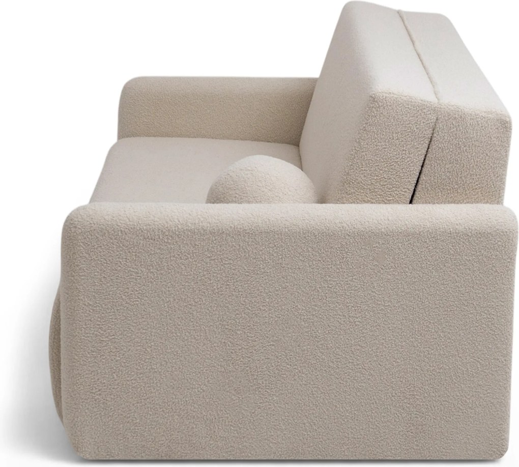 Sofa rozkładana Nido trzyosobowa 140 cm z pojemnikiem - jasny beżowy boucle Quelle 03