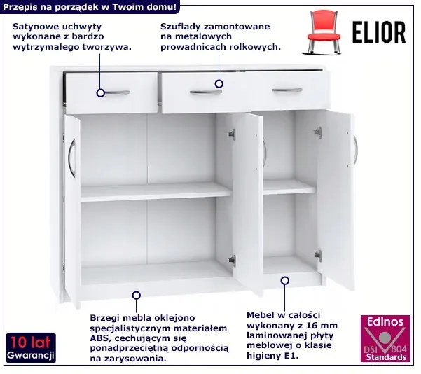 Biała komoda w macie z szufladami - Basmir 4X
