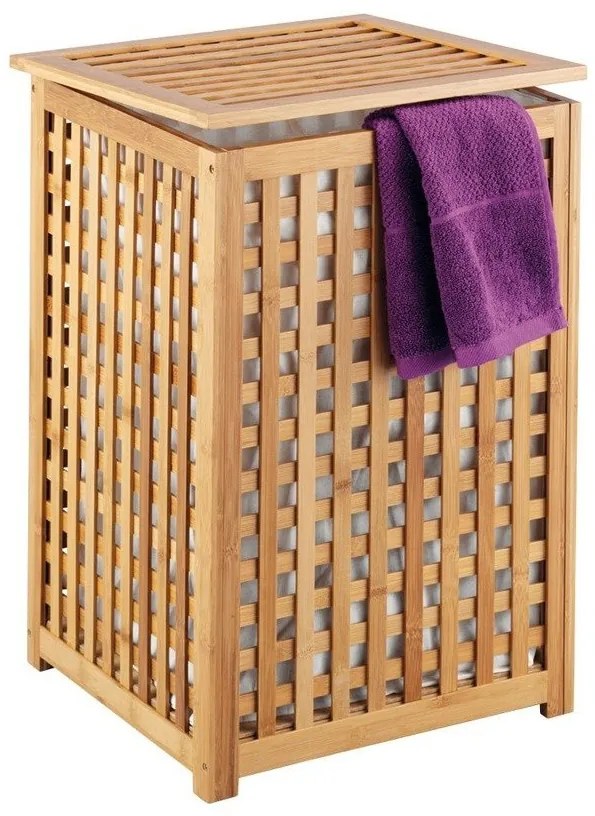 Bambusowy kosz na pranie z pokrywką - 92 litry, wyjmowany wkład, BAMBOO ZELLER
