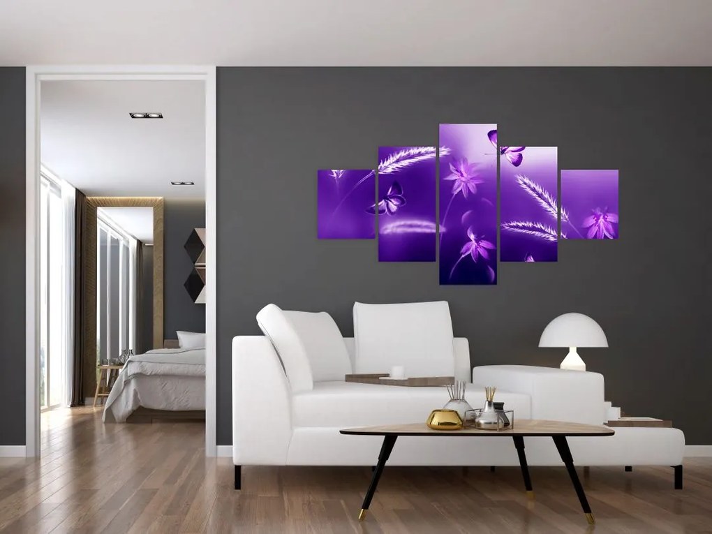Obraz- Łąka motylów (125x70 cm)