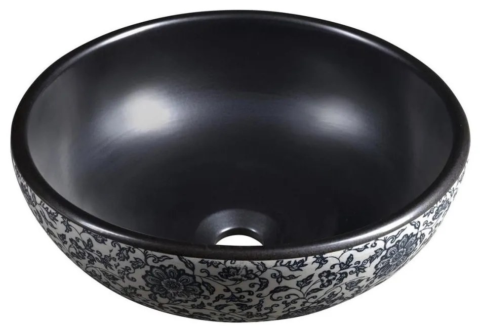 Sapho - Umywalka nablatowa PRIORI śr. 41 cm czarna/biała