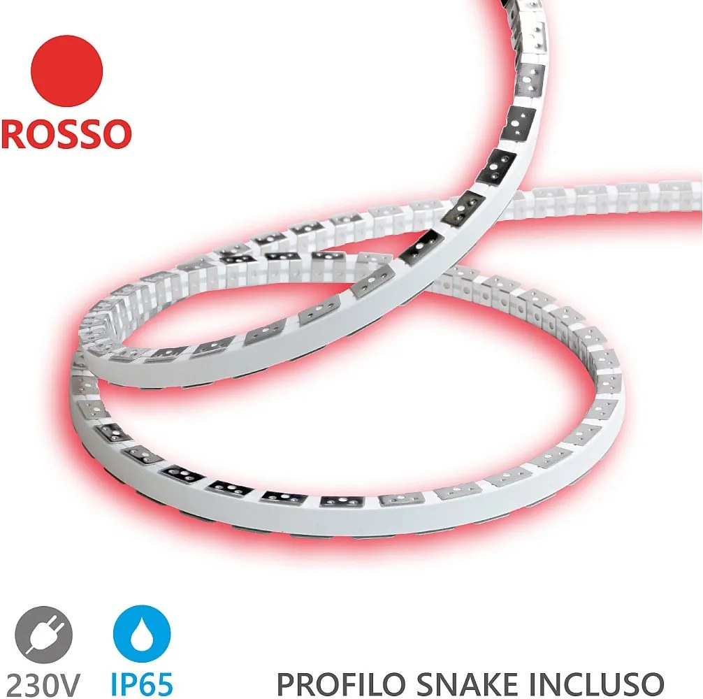 Alcapower Taśma LED Snake Flex 20m 230V 12W/m Czerwona IP65 Silikonowa, elastyczna, wysoka jasność, technologia SMD 2835