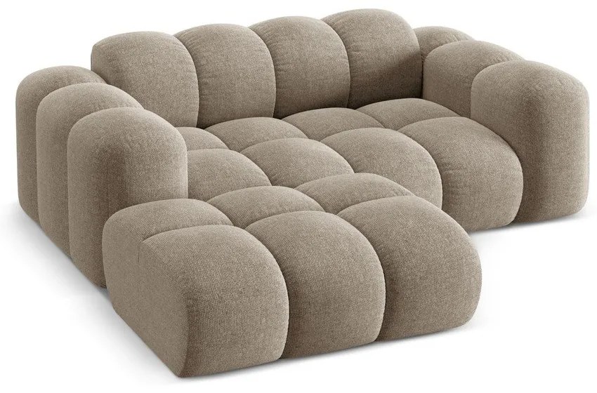 Jasnobrązowy narożnik z tkaniny szenilowej (lewostronny/z szezlongiem) Treno – Cosmopolitan Design