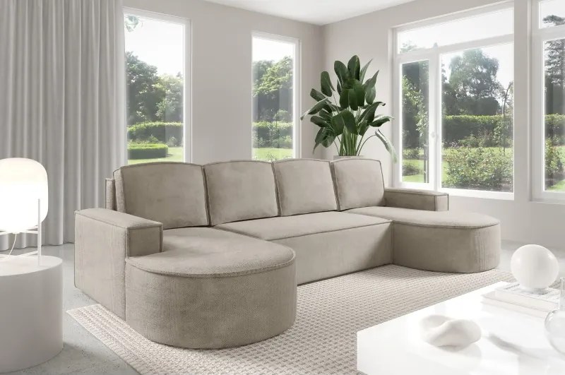 Narożnik MOLLY XL wolnostojący układ U z funkcją spania w tkaninie Curio 11 DomoHome