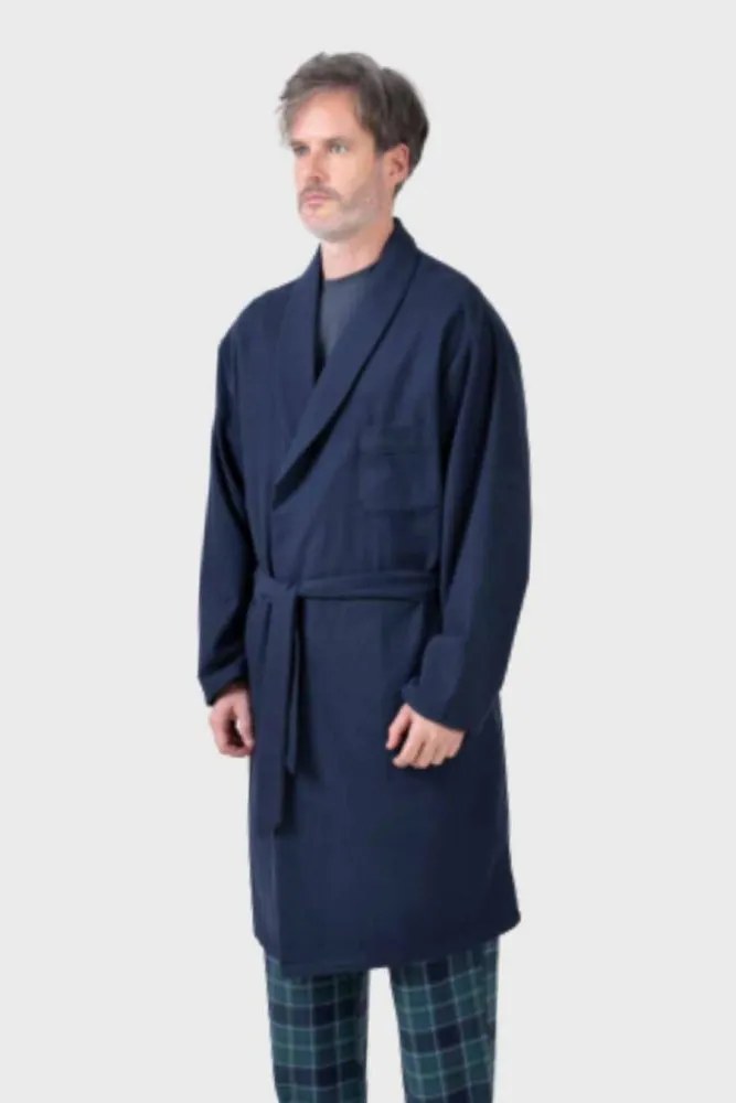 Męski flanelowy szlafrok XAVIER XL Ciemnoniebieski