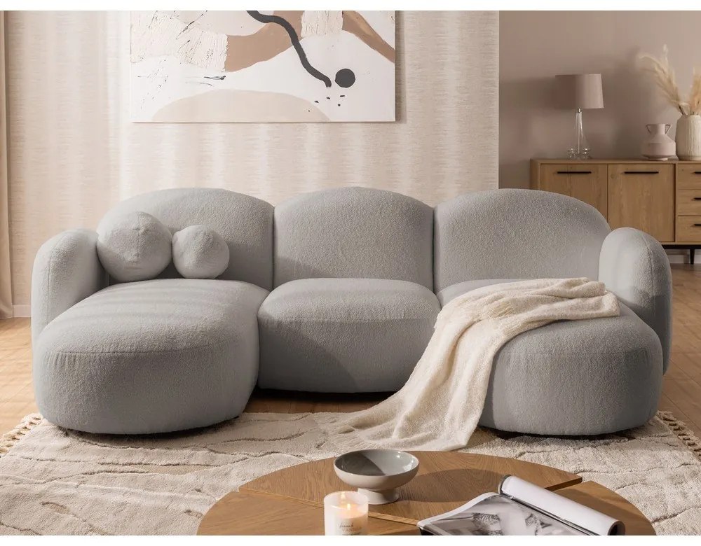 Szary narożnik z materiału bouclé (w kształcie litery U) Orbit – Ropez