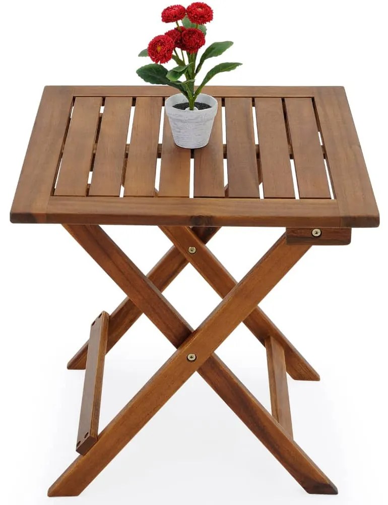 Casaria Stolik VITEK z drewna akacjowego, 46x46x46cm, brązowa