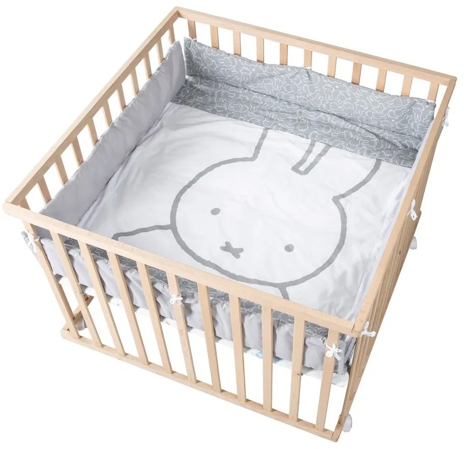Biały/szary ochraniacz do łóżeczka z mieszanki bawełny 96 cm Miffy – Roba