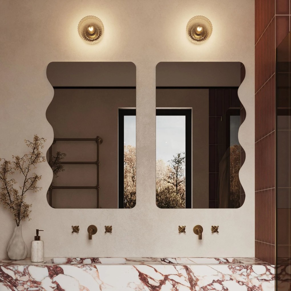 Lustro dekoracyjne oszlifowane bez podświetlenia WAVE | Różne rozmiary | Różne kolory : Kolor tafli szkła - Grafit, Rozmiar - 60 x 120 cm