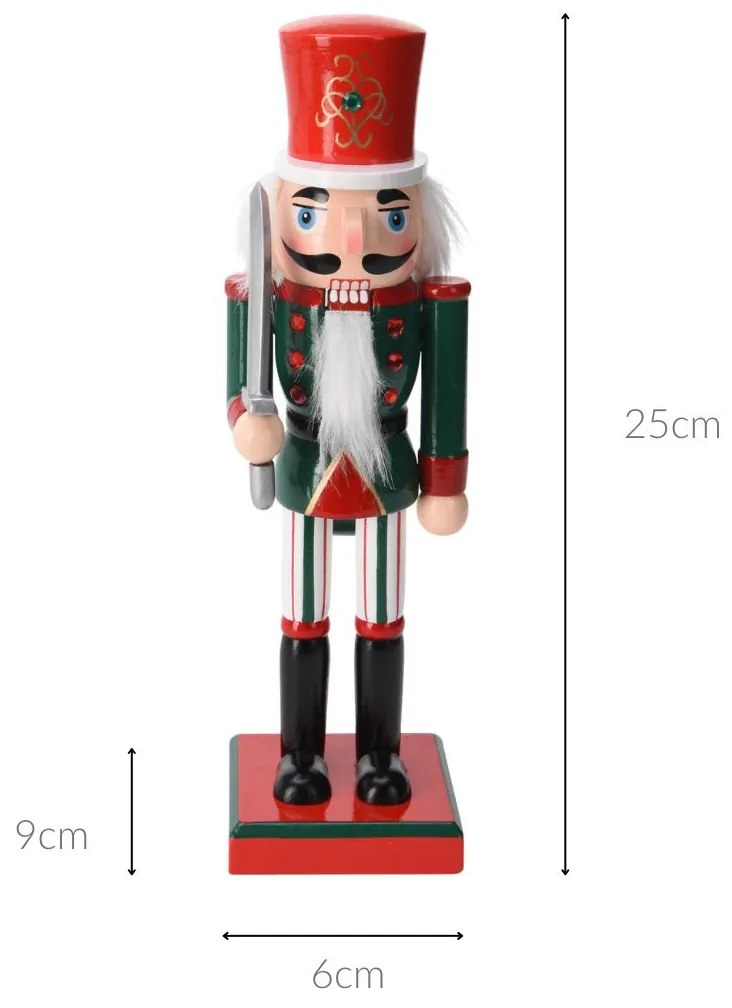 Dziadek do orzechów, figurka z drewna sosnowego, 25 cm