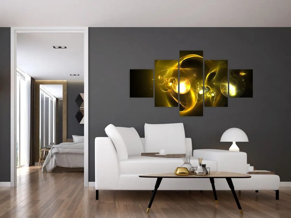 Abstrakcyjny obraz żółtych kul (125x70 cm)
