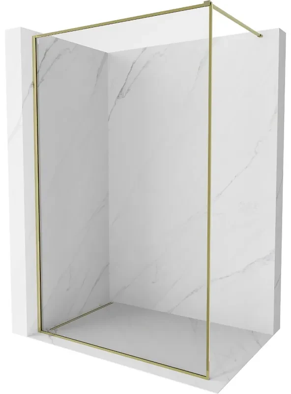 Mexen Kioto-XF ścianka prysznicowa Walk-in z ramką 100 x 202 cm, transparent 10 mm, złota - 800-100-104-50-00-X