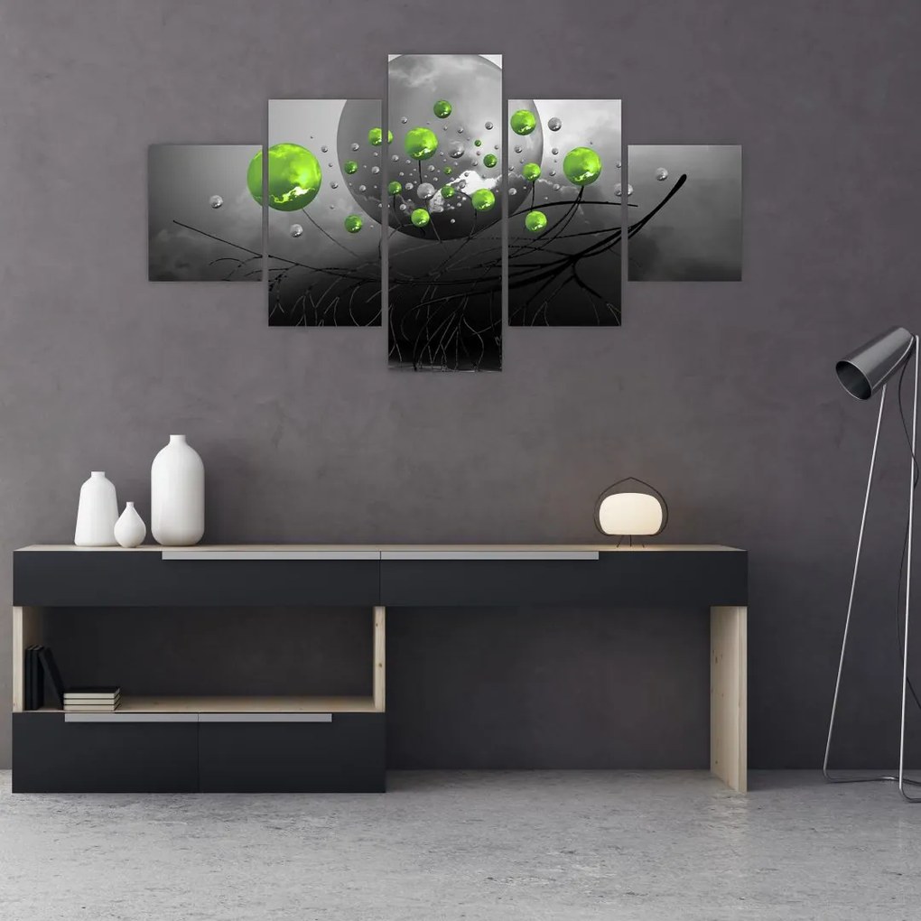 Obraz zielonych abstrakcyjnych kul (125x70 cm)