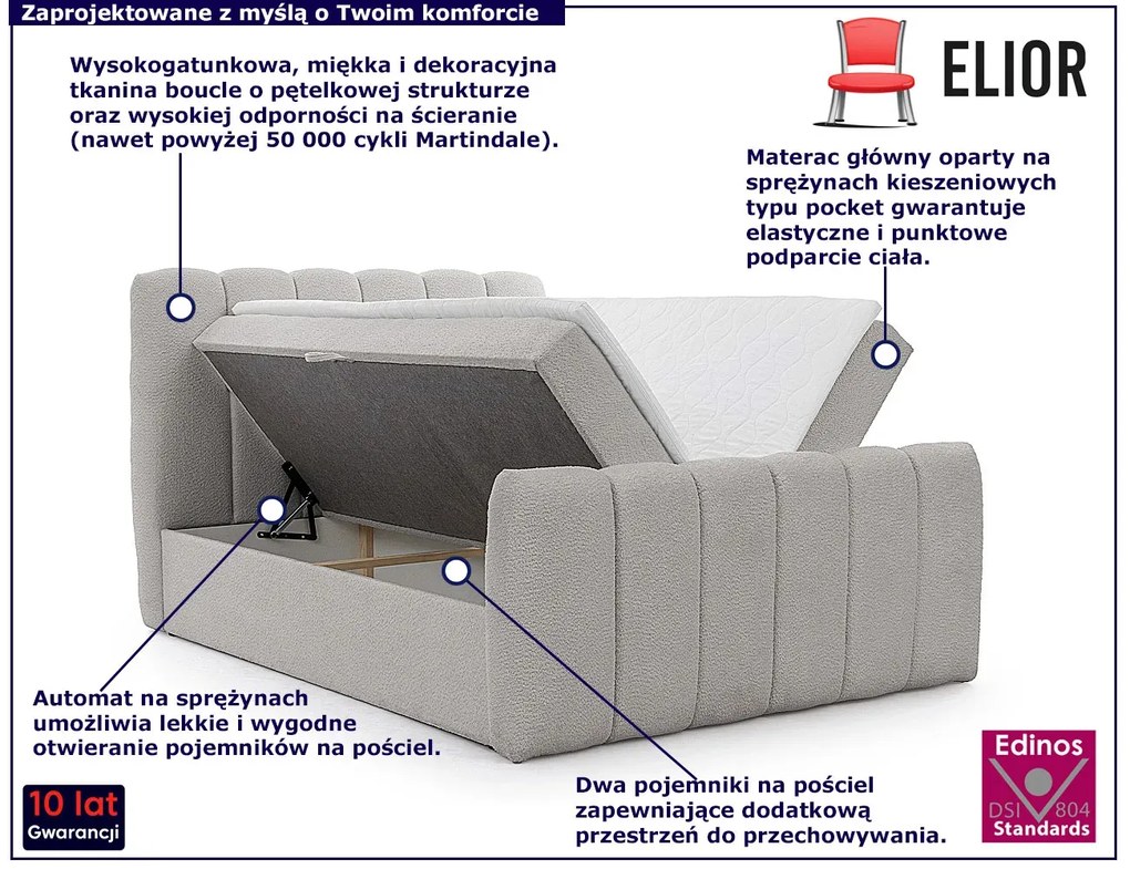 Szare nowoczesne łóżko tapicerowane N6-S59