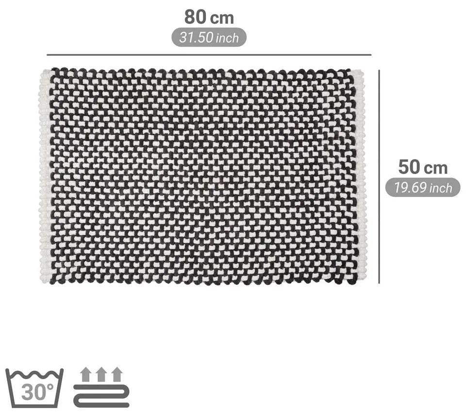 Czarno-biały tekstylny dywanik łazienkowy 50x80 cm Covelo – Wenko