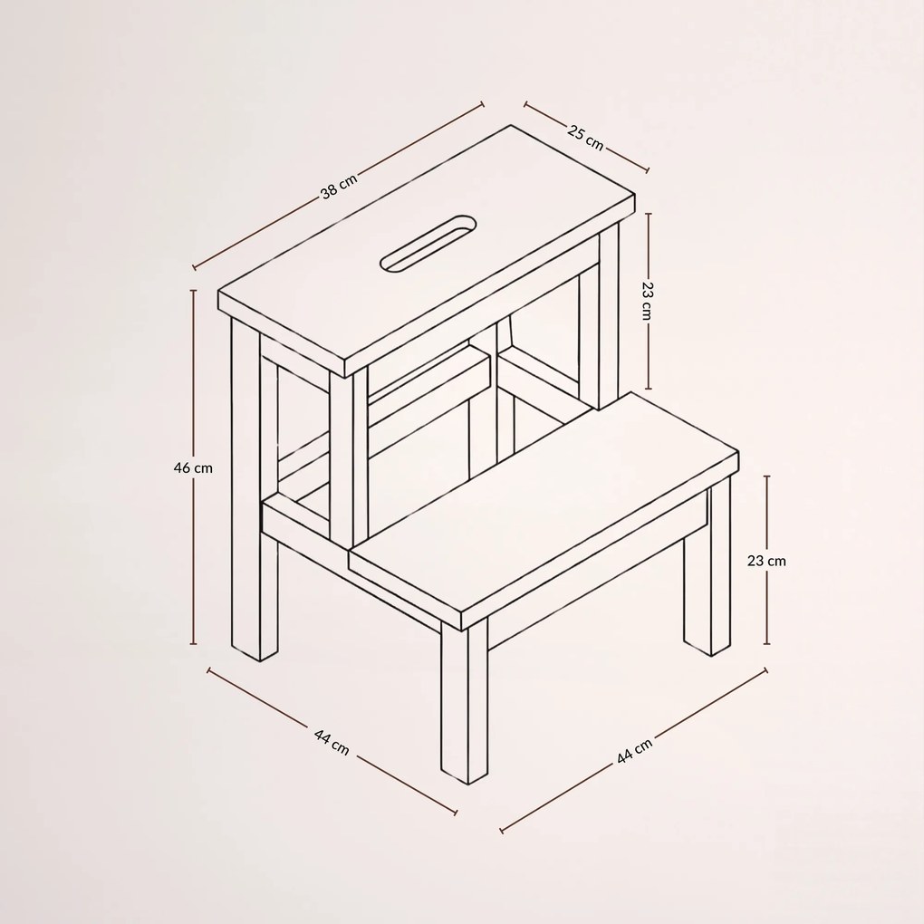 Bambusowy taboret ze schodkiem KROK, wys. 46 cm