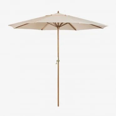 Parasol Ø290 Cm Z Tkaniny I Drewna Cretas Nude Beżowy - Sklum