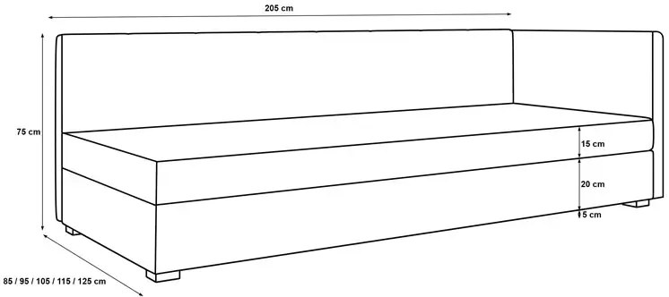 Tapczan młodzieżowy z pojemnikiem czarny + ecru E3-N60
