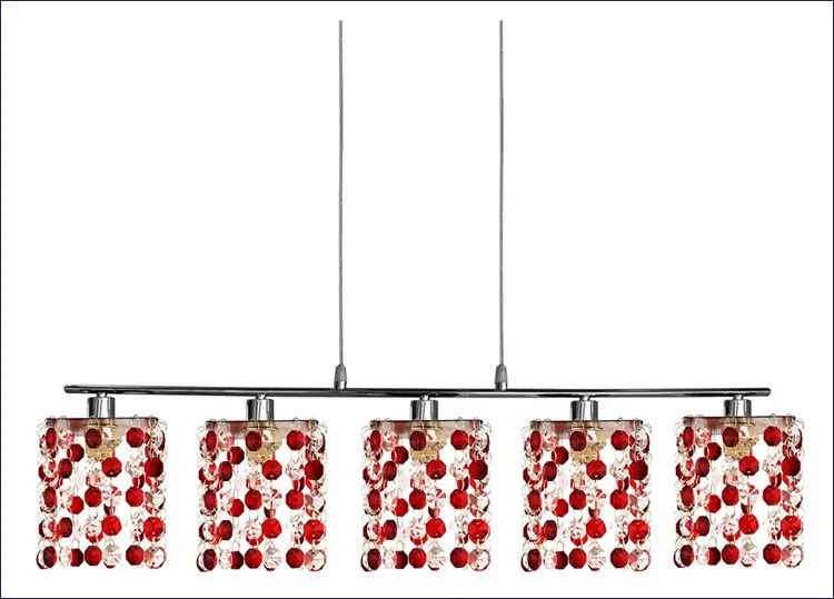 Czerwona kryształowa lampa wisząca - D214 R2-N15