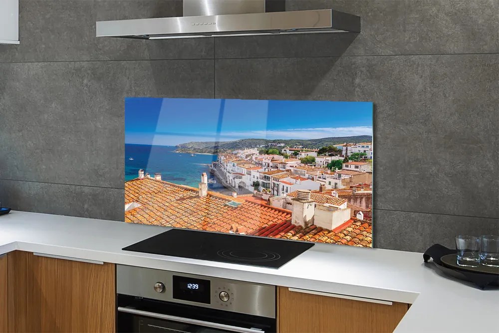 Panel szklany do Kuchni Miasto Pomiędzy Morzem a Górami