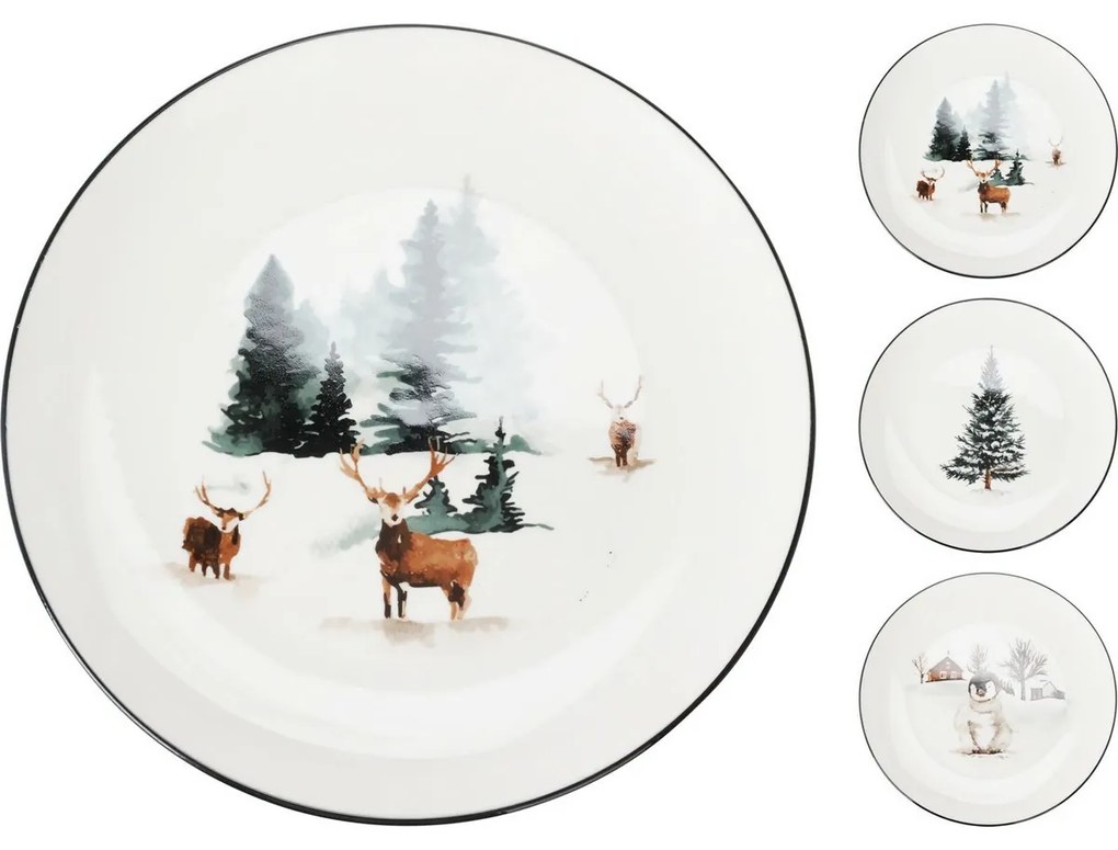 Porcelanowy talerz płytki Winter Deer, 27 x 2,6 cm