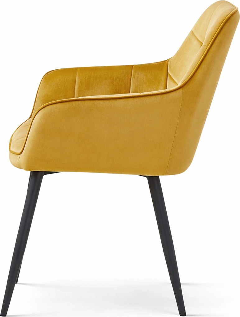 Krzesło jadalniane VARSI VELVET z czarnymi nogami, musztardowe