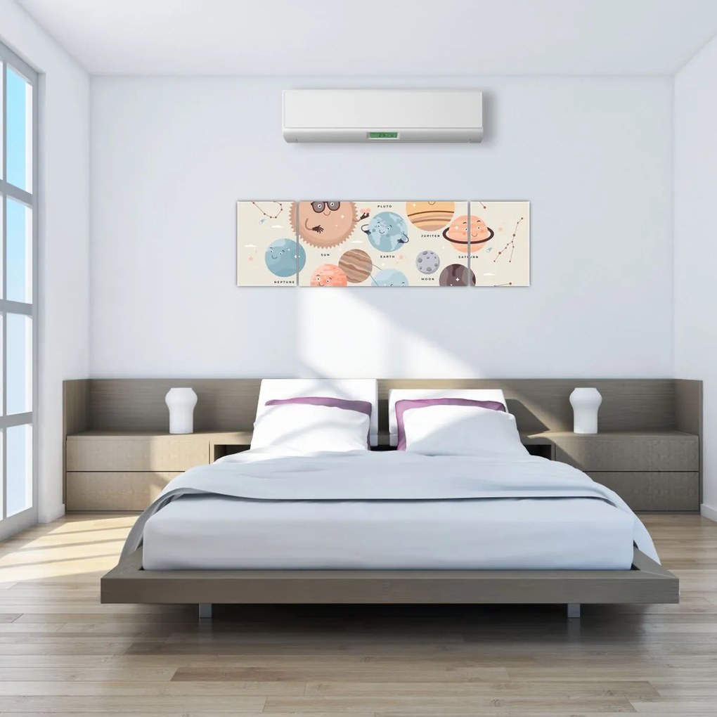 Obraz - Planety z nazwami (170x50 cm)
