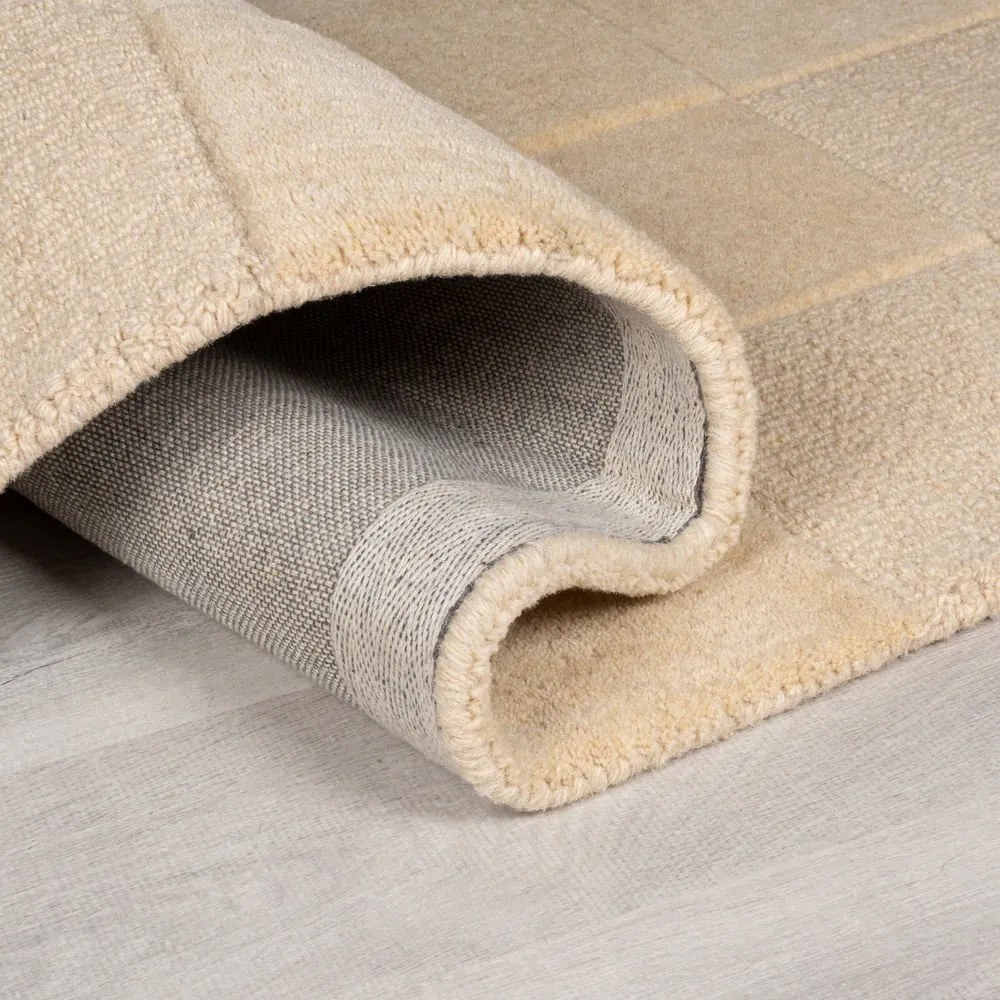 Beżowy wełniany dywan tkany ręcznie 240x340 cm Checkerboard – Flair Rugs