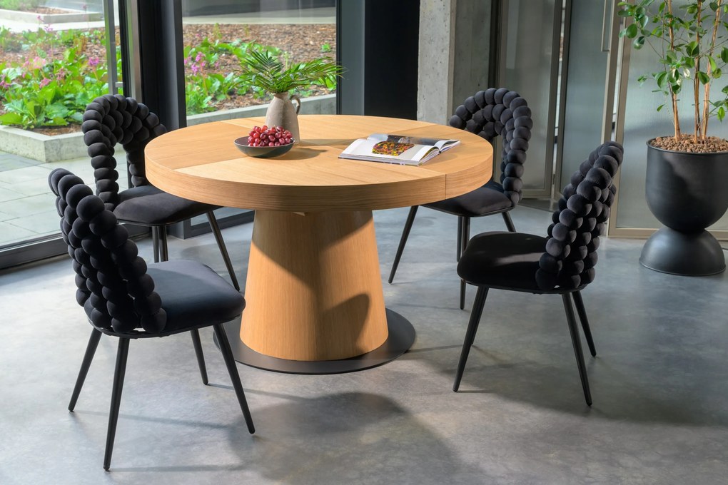 Stół rozkładany METALO Dąb do Salonu Jadalni 130-230 x 130 x 76 cm, Okrągły