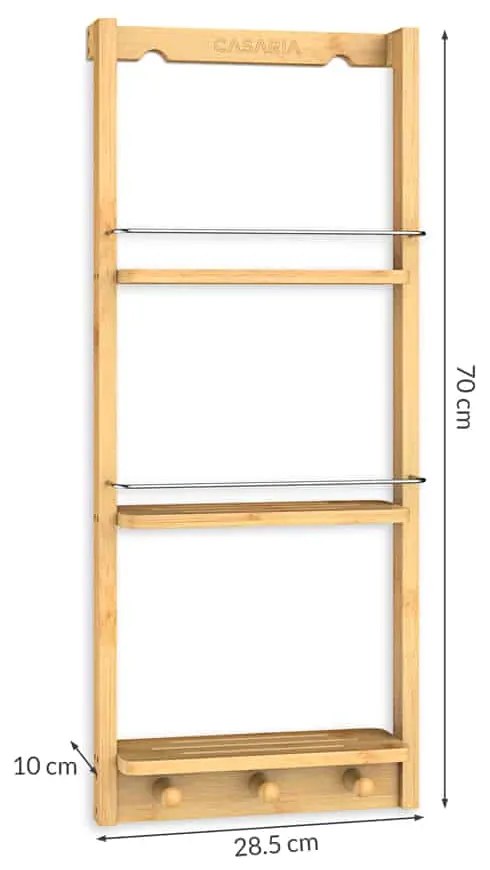 Półka łazienkowa BAMBOO, 28,5x10x70cm, 3 półki, brązowa Casaria