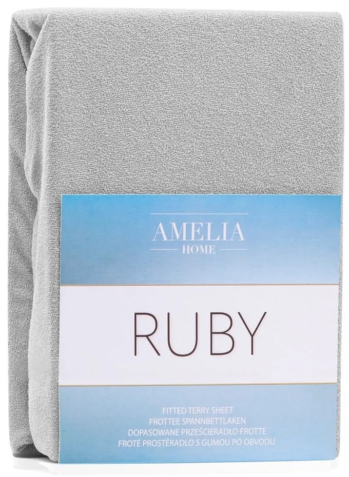Jasnoszare prześcieradło frotte z gumką 140x200 cm Ruby – Restilo