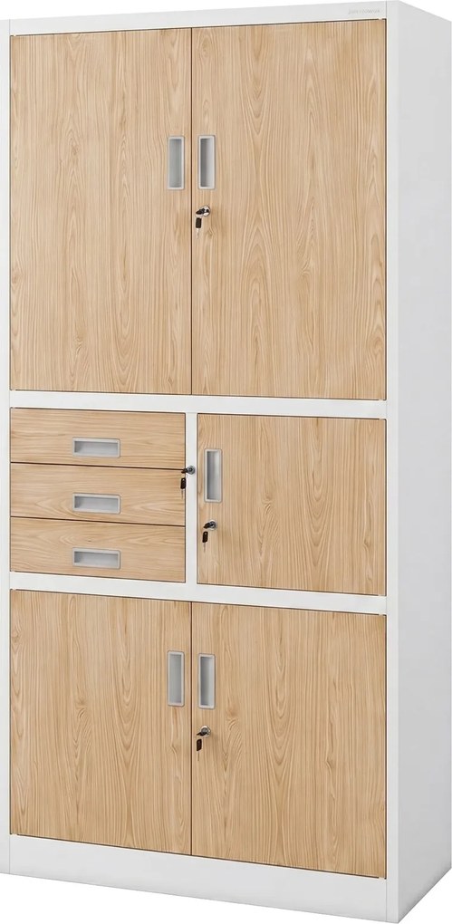 Biurowa szafa z sejfem Eco design Filip II, 90x40x185 cm, biały/dąb sonoma