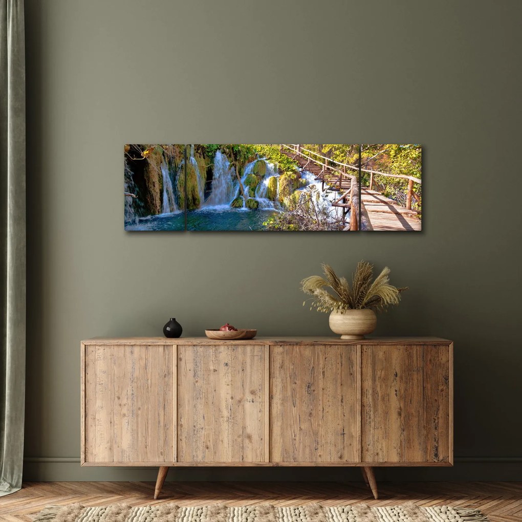 Obraz - Wejście na wodospady (170x50 cm)