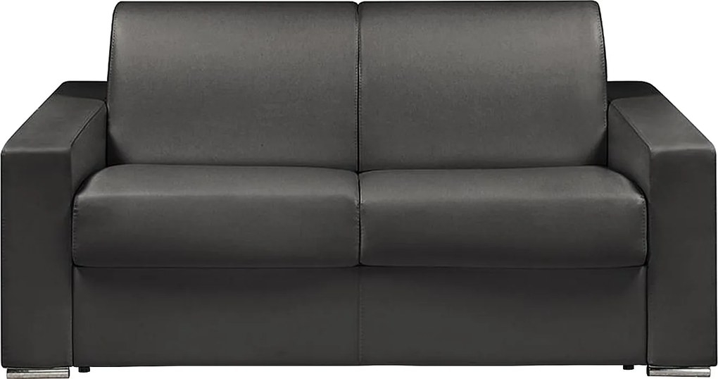 Kanapa 2-osobowa z ekspresowym mechanizmem rozkładania z ekoskóry CALITO - Czarny - Wymiary miejsca do spania: 120 cm - Materac 14 cm z pamięcią kształtu